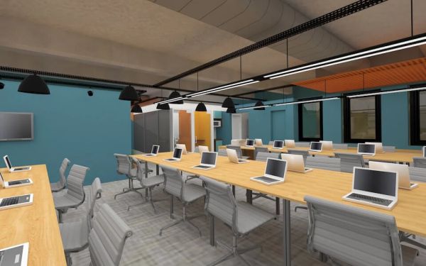 办公室装修设计打造的多彩工业风